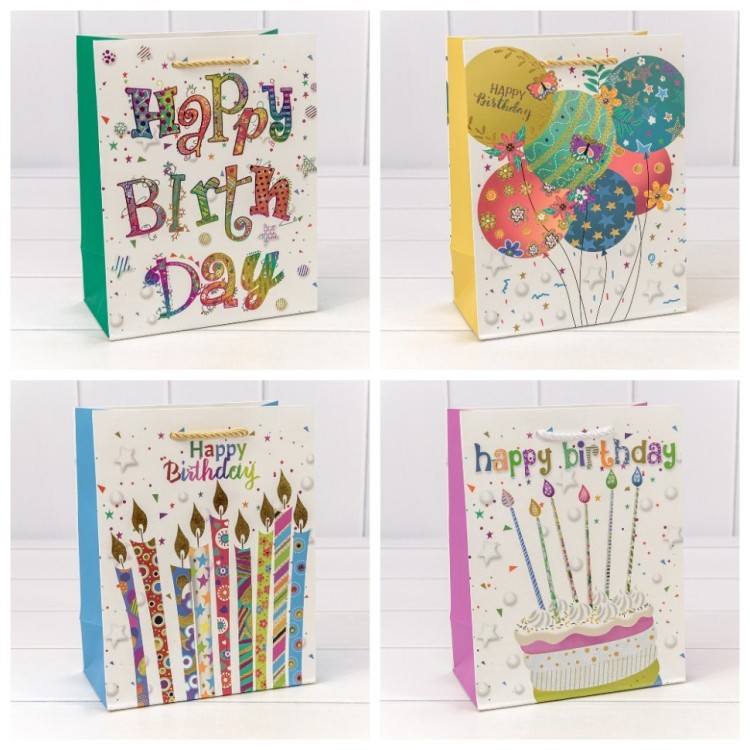 Пакет подарочный "Happy birthday" (микс) 18*23*10 210г 1/20 1/360 Арт: 000269E
