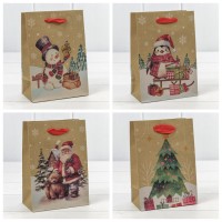Пакет подарочный Крафт "Новый год" (микс 432) 14*20*8 150г 1/20 1/600 Арт: 300432G
