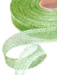 Лента Лен искусственный с проволокой 2,5см*25ярд Бледно-зеленый 1/100 Арт: 5511-25/6