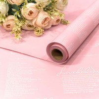 Плёнка 0,58*10м матовая двухсторонняя с надписями 65мкм Розовый 1/30 Арт: 1619/706