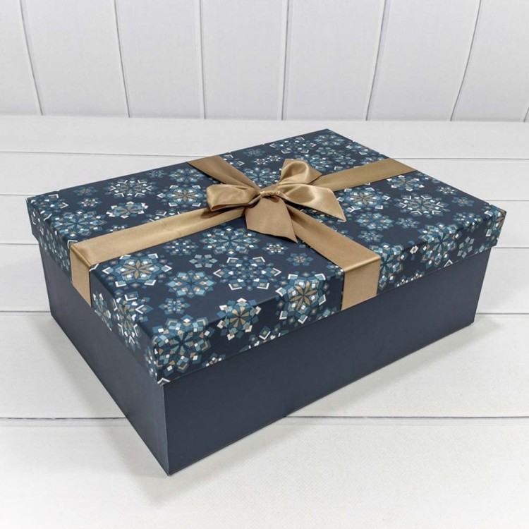 Коробки Прямоугольные Набор 1/3 35*25*12 "Узор" Синий 1/20 Арт: 720300-602