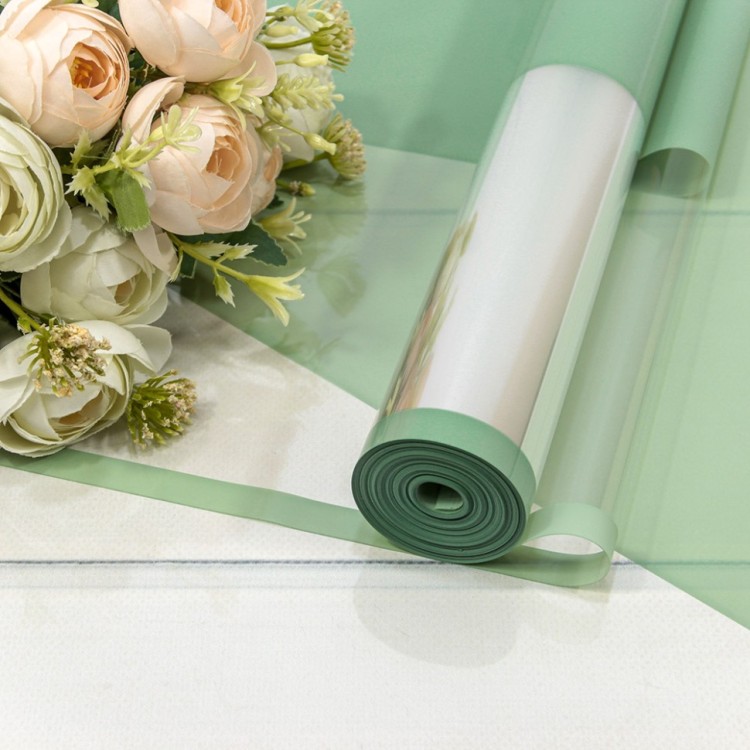 Плёнка 59см 800г глянцевая с окошком 45мкм Бледно-зелёный 1/6 1/12 Арт: 80006/558