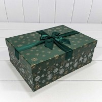 Коробки Прямоугольные Набор 1/3 35*25*12 "Снежинки" Зелёный 1/20 Арт: 720300-601