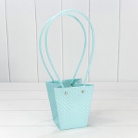 Пакет подарочный "Ваза для цветов" 12,5*12*8 260г "Ромбики" Голубой 1/10 1/200 Арт: 000235H/14