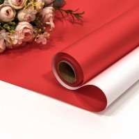 Плёнка 0,58*10м матовая двухсторонняя 60мкм Красный/Белый 1/30 Арт: 1604/185