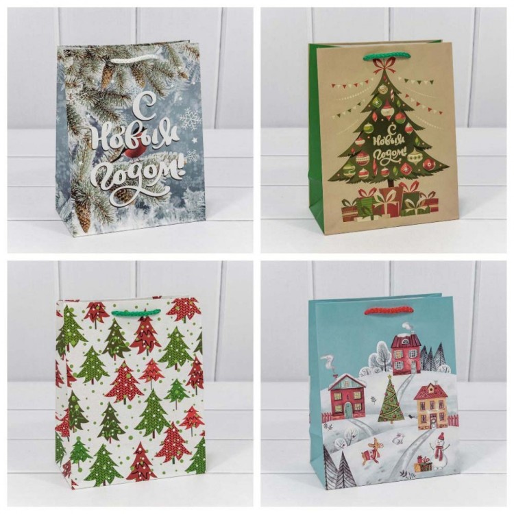 Пакет подарочный "С Новым годом" (микс) 18*23*10 128г 1/20 1/360 Арт: 300294E