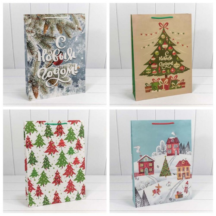 Пакет подарочный "С Новым годом" (микс) 33*45*11 157г 1/20 1/120 Арт: 300294A