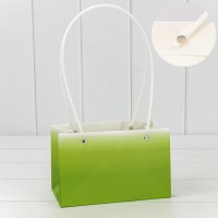 Пакет подарочный "Ваза для цветов" 19*12*10,5 260г "Градиент" Зелёный 1/10 1/150 Арт: 000184GA/7