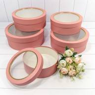 Коробки Круглые Набор 1/5 32*12 с окошком Розовый 1/6 Арт: 721614/2 - Коробки Круглые Набор 1/5 32*12 с окошком Розовый 1/6 Арт: 721614/2