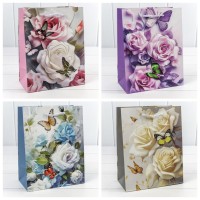Пакет подарочный с 3D аппликацией "Цветы" (микс 250) 18*23*10 210г 1/20 1/360 Арт: 000250E