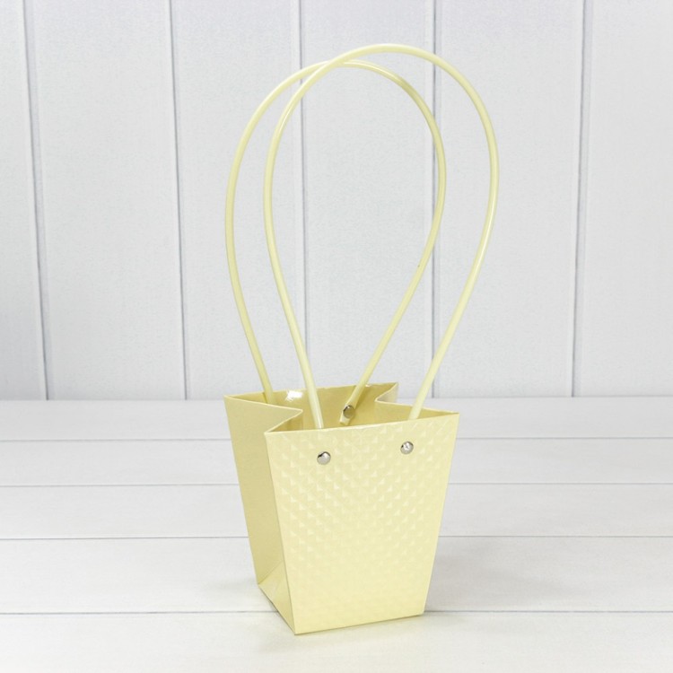 Пакет подарочный "Ваза для цветов" 12,5*12*8 260г "Ромбики" Песочный 1/10 1/200 Арт: 000235H/29