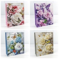 Пакет подарочный с 3D аппликацией "Цветы" (микс 250) 26*32*10 210г 1/20 1/240 Арт: 000250C
