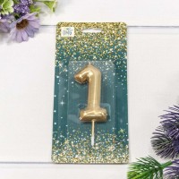 Свеча для торта Цифра 1 Золотой 6см 1/12 1/120 Арт: 20013/1