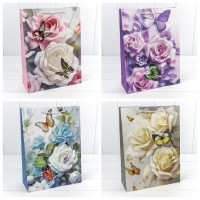 Пакет подарочный с 3D аппликацией "Цветы" (микс 250) 30*41,5*12 210г 1/20 1/80 Арт: 000250A