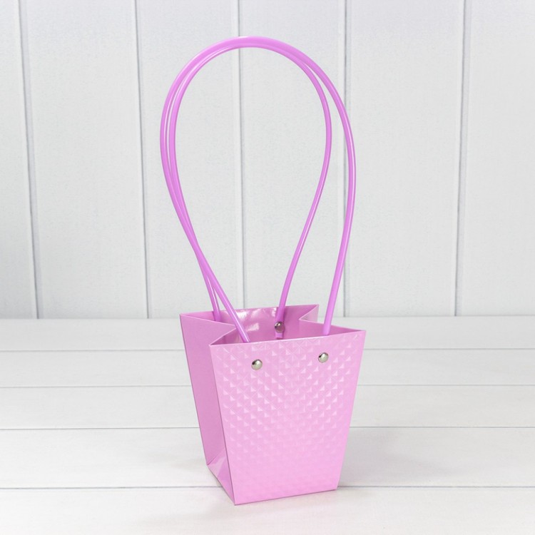 Пакет подарочный "Ваза для цветов" 12,5*12*8 260г "Ромбики" Сиреневый 1/10 1/200 Арт: 000235H/23