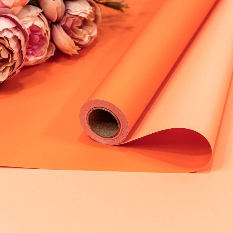 Плёнка 0,58*10м матовая двухсторонняя 60мкм Розовый/Бледно-оранжевый 1/30 Арт: 1604/1555