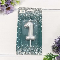 Свеча для торта Цифра 1 Серебряный 6см 1/12 1/120 Арт: 20014/1