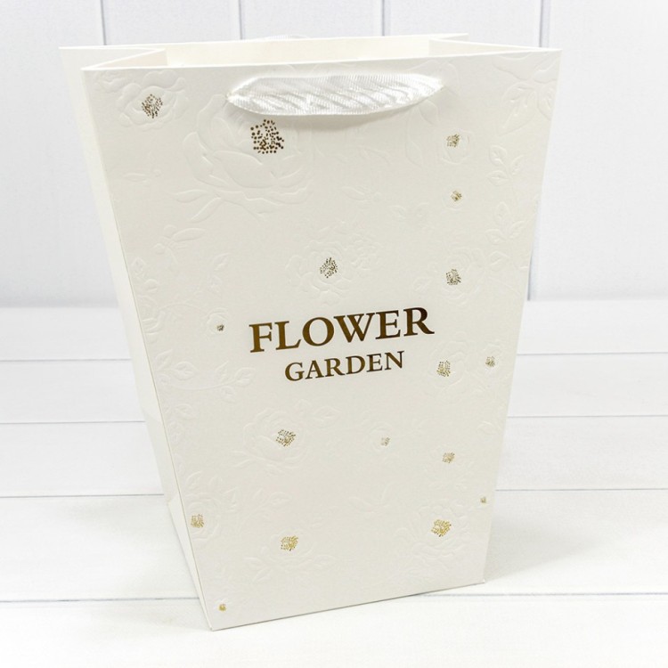 Пакет подарочный "Ваза для цветов" 25*30*16 260г "Flower Garden" Белый 1/10 1/200 Арт: 000233K/4